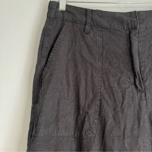 Rachel Zoe Pull On Cropped Pants Linen Blend Sz 12 Black Utility Boho casual - Picture 4 of 11
